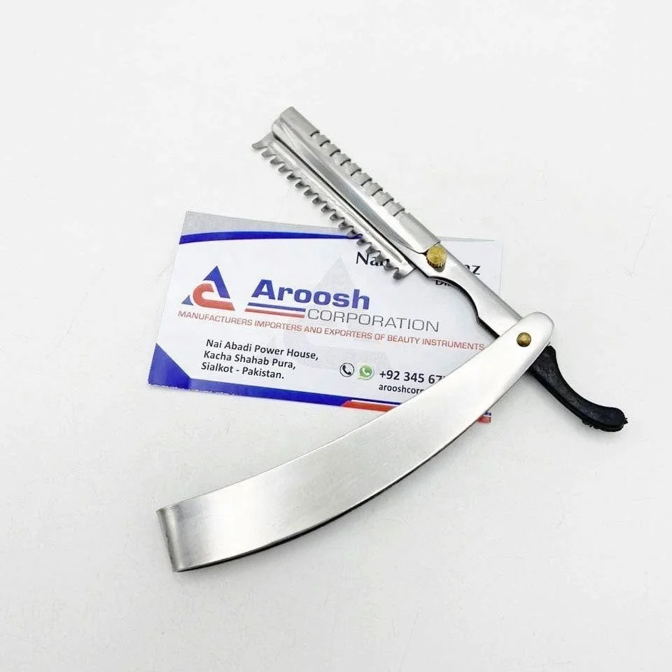 Wholesale High Quality Solid Stainless Steel Silver Barber Razor Custom Logo Professional Barber Shaving Razors Sustainable