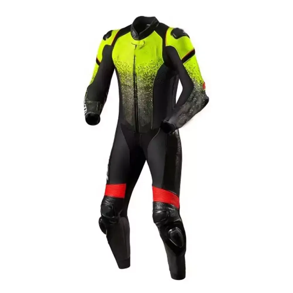 Black and RED Partially perforated race suit motorbike racing suit with aerodynamic race hump CE approved armor race suit