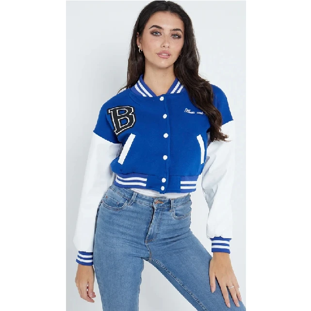 Varsity Jackets for women Best Manufactures And Supplier Leather Sleeve Varsity Jacket Long Sleeve Women Baseball Style Jackets
