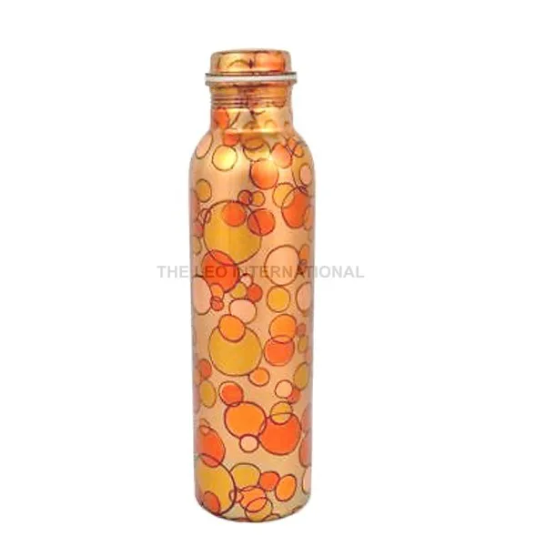 copper metal printed abstract design buy direct purchase from supplier water bottle 3X3X10 Inch 1 liter capacity Controls ageing