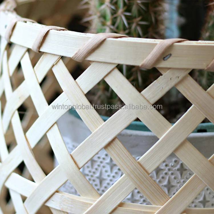 Antique Indoor Outdoor Bamboo Flower Pot Rattan Planter With Metal Stand Large Wooden Flower Pot For Home Decor