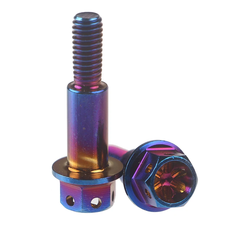 Motorcycle hexagon head anodized flange Gr2 Gr5 titanium bolt