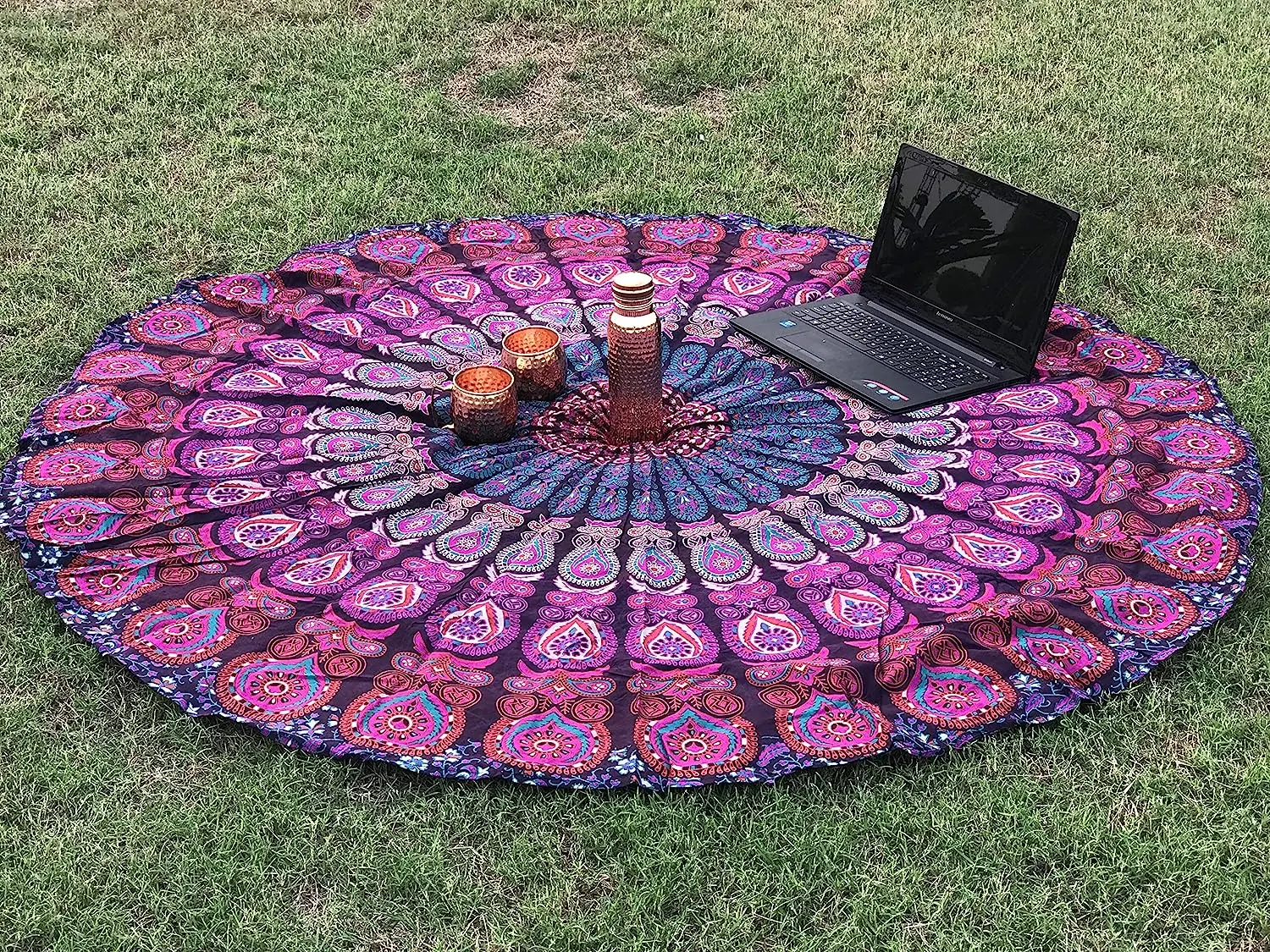 Indian Round Mandala Tapestry Yoga mat picnic Towel Gypsy Yoga Tapestry Mandala Wall Hanging mandala Round ethnic decorative art