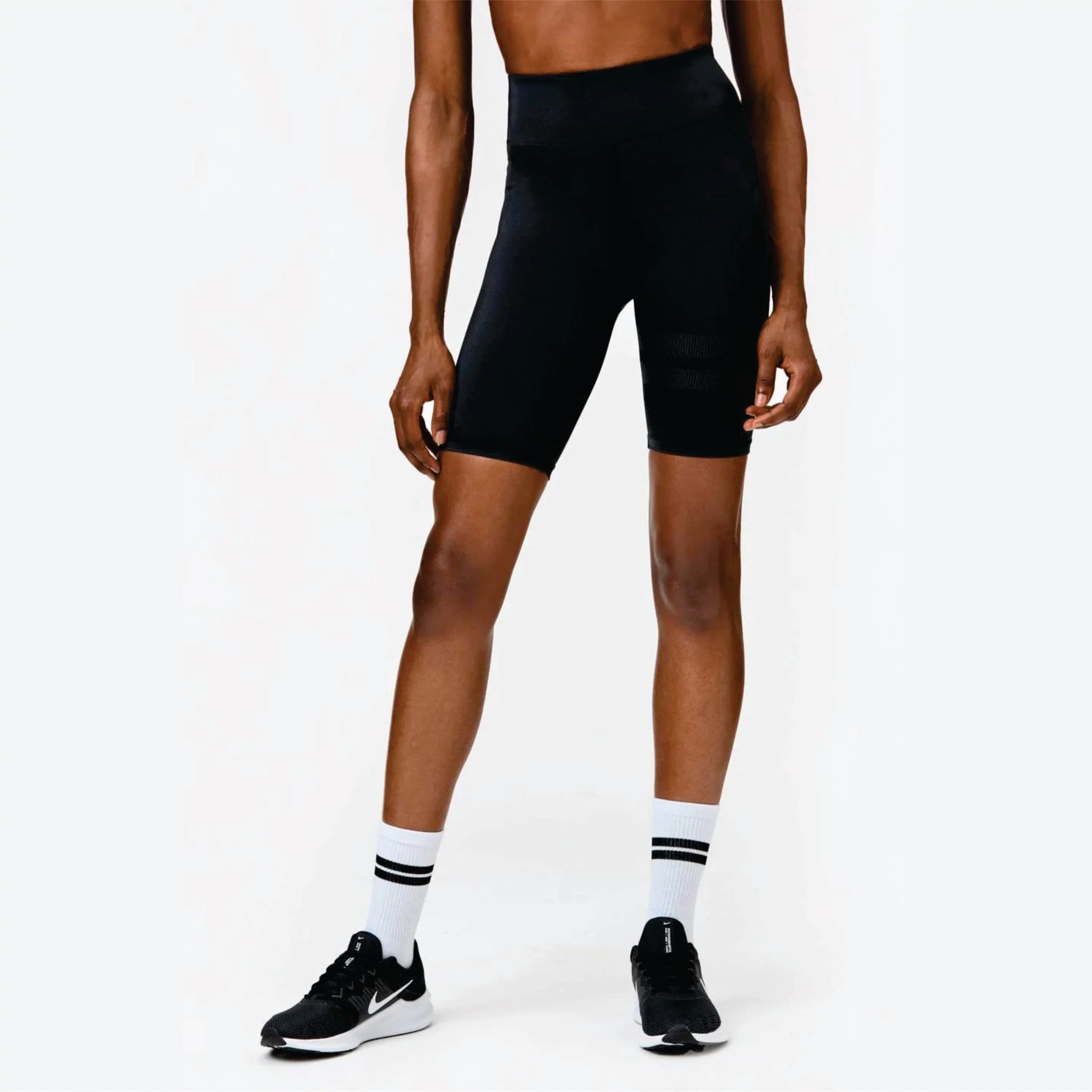 High Waist Squat Proof Pocket at Back Shiny Fabric 85% Polyamide 15% Elastane Unity Black Glossy Bike