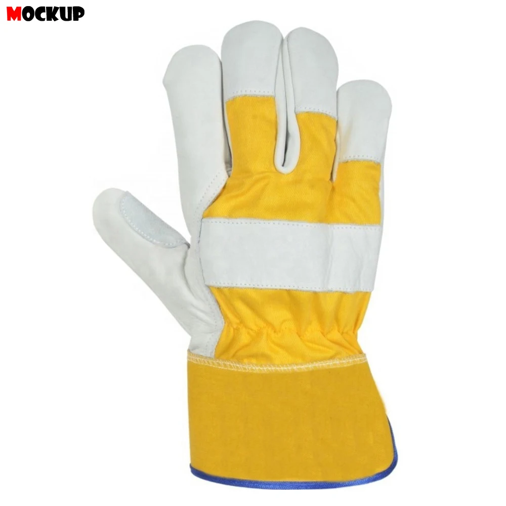 Best Quality Impact Protective Work Gloves Cut Resistant Cowhide Split Leather Patch Palm Work Gloves For Safety