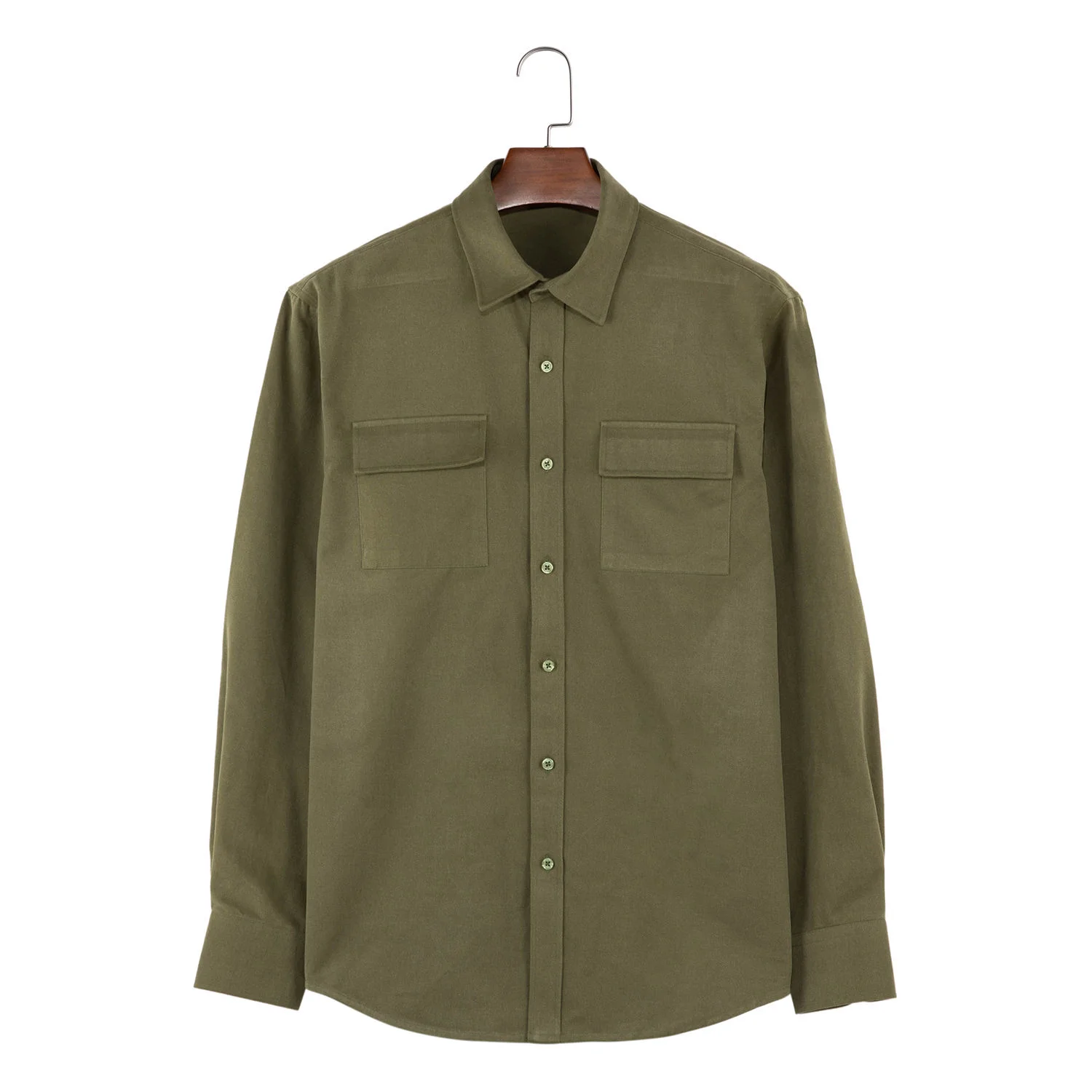 Factory Mens Autumn Winter Long Sleeve Heavy Cotton Broadcloth Twill Shirt Jacket Button Up Collar Shirt Jacket for Men