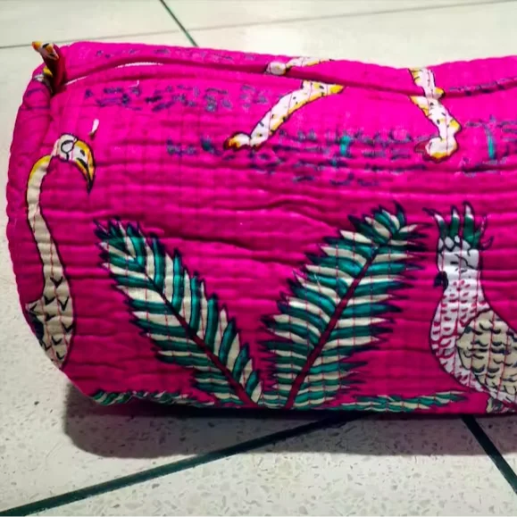 Хлопковые дорожные Косметические Сумки и чехлы с печатным блоком для макияжа на молнии