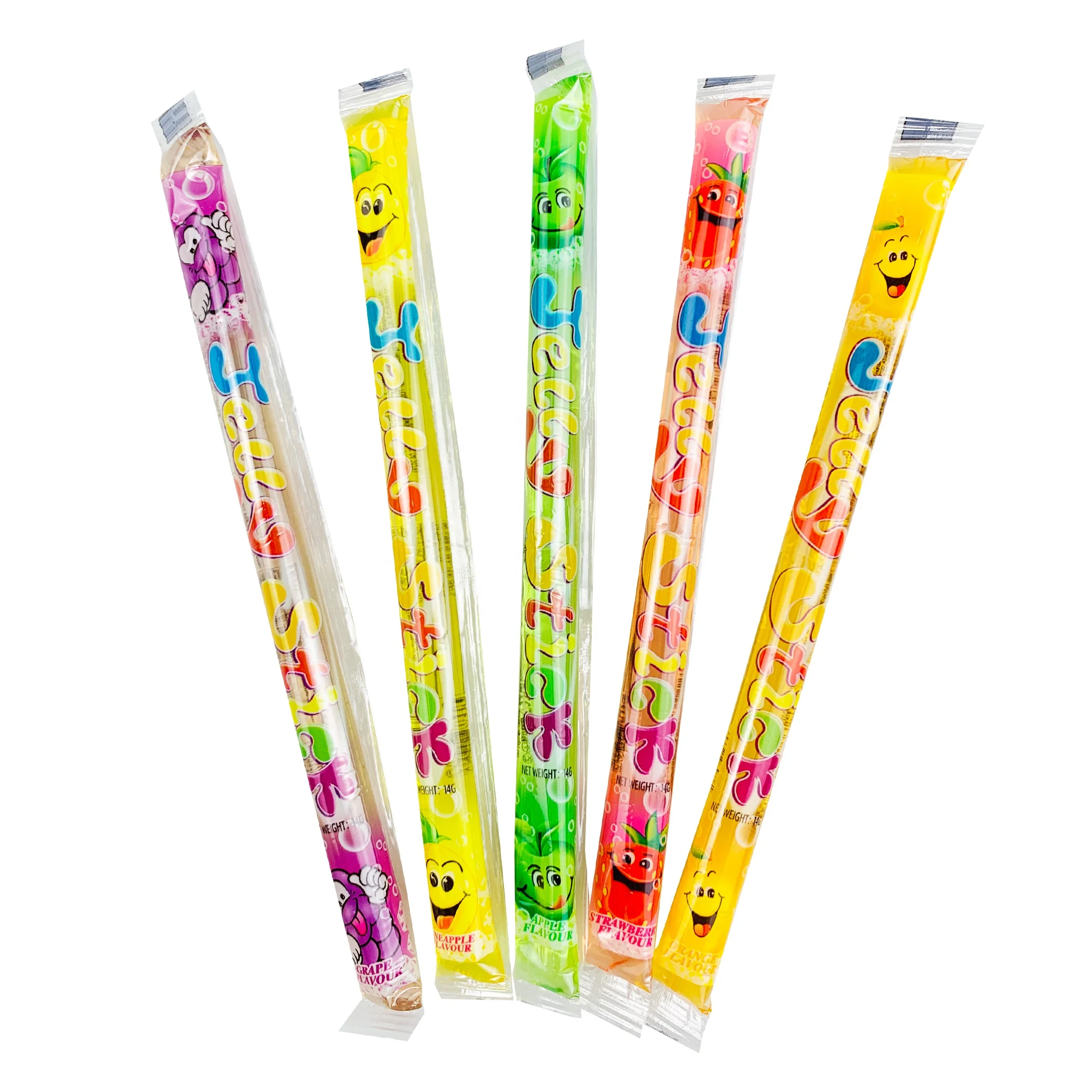 Wholesale14g jelly stick in pvc jar crystal mix fruits flavors ice pop customized logo Jellies Supplier low fat Daily snack