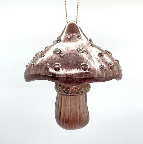 Christmas New Year Decoration Pearlized Matt Coffee Brown Acrylic 3D Mushroom Ornament
