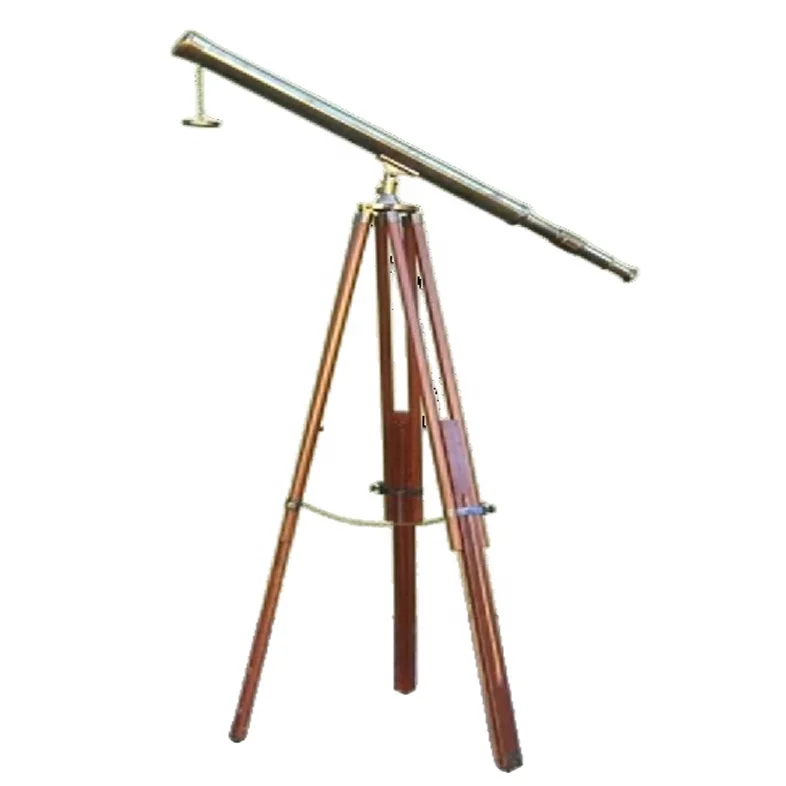 1-Metere Vintage Style Telescopes Nautical Marine Navy Brass Double Barrel Telescope With Wooden Tripod Stand with Your Name Log
