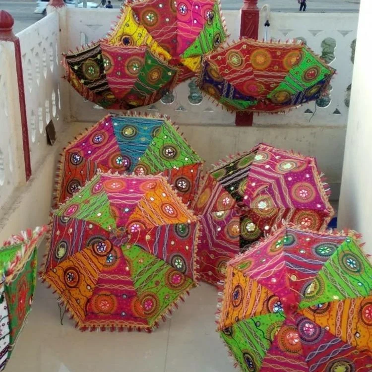 Wholesale Lot Of Indian Vintage Cotton Parasol Hand Embroidery Umbrella