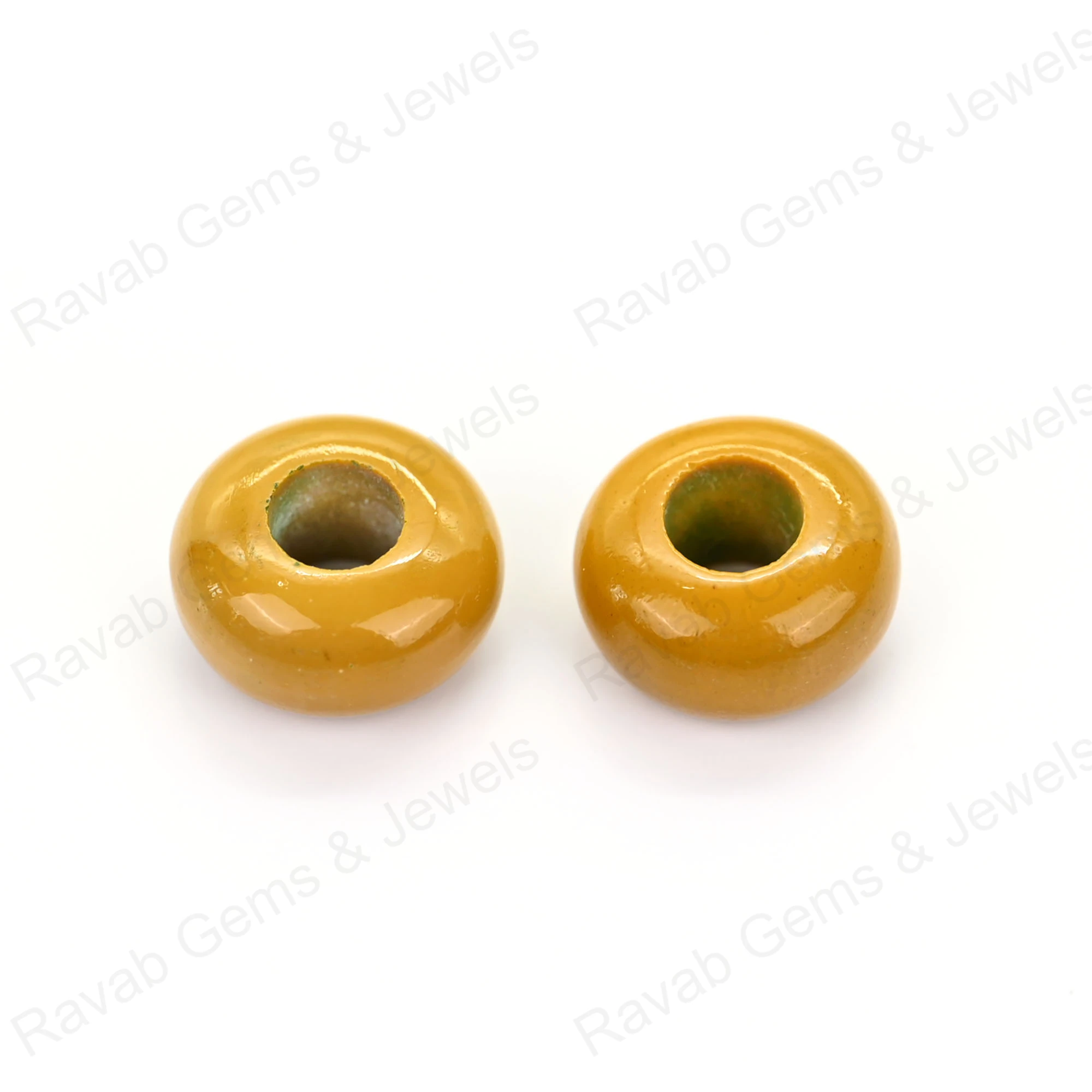 Natural Yellow Mookaite Jasper Rondelle Smooth 14x8x5mm Big Hole European Charm Gemstone Beads For Making Fine 18k Gold Jewelry