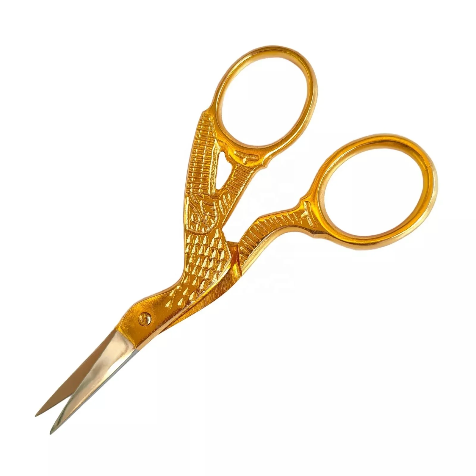 KKZ New Gold Stork Embroidery Scissors Manicure Nail Art Craft & Sewing Stainless Steel Custom Logo Eco-friendly packing