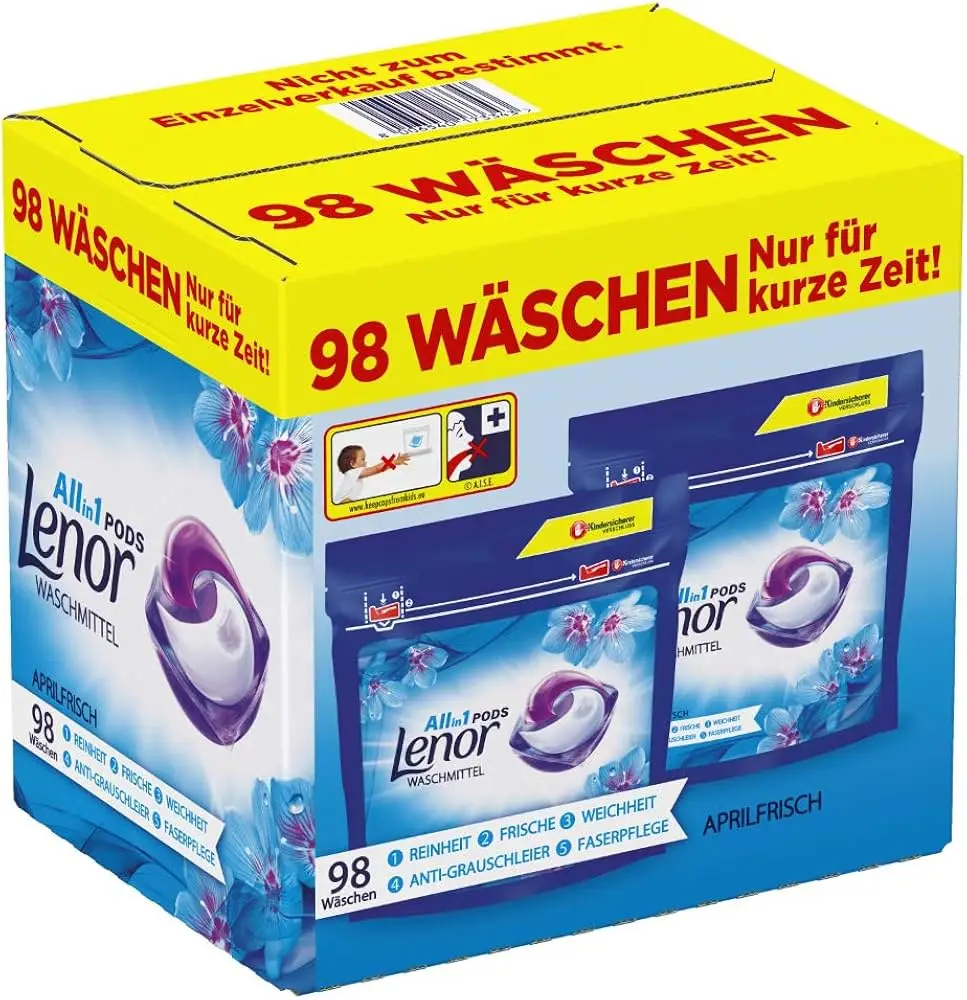 Lenor Lenor April Fresh Detergent Pods All-in-1 98 Washes (2 x 49) with Spring Flowers Scented