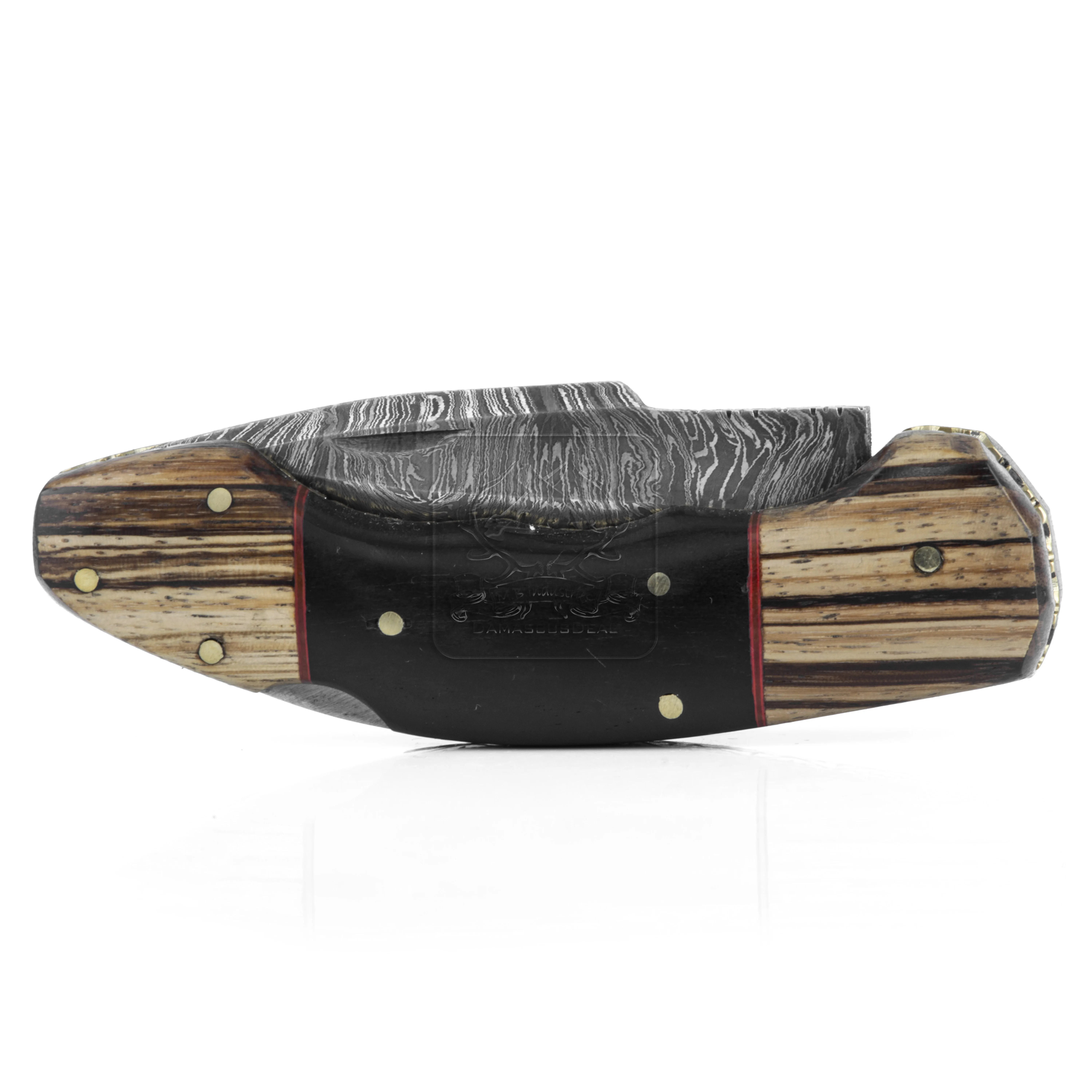 Damascus Steel Folding Knife DD-FK-669 Ebony Wood Pocket Knife Outdoor Survival Hunting Knife Multi Tool Bushcraft Camping