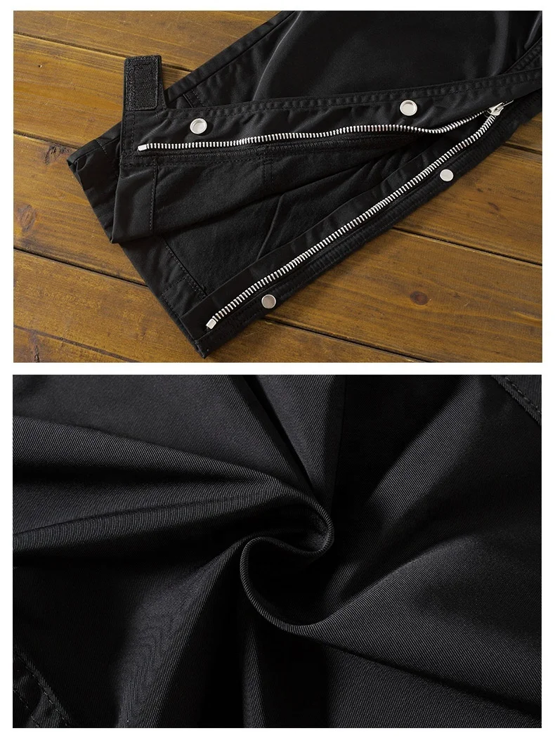 Хлопковые мужские спортивные штаны для бега, Новое поступление, модные мужские черные повседневные штаны-карго на молнии, на заказ