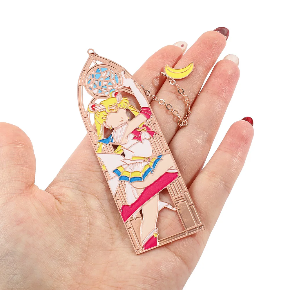 Custom Designs Anime Souvenir Sailor Moon Cute Cartoon Magic Girl Metal Brass Tassel Pendant Bookmark for Kid Gift
