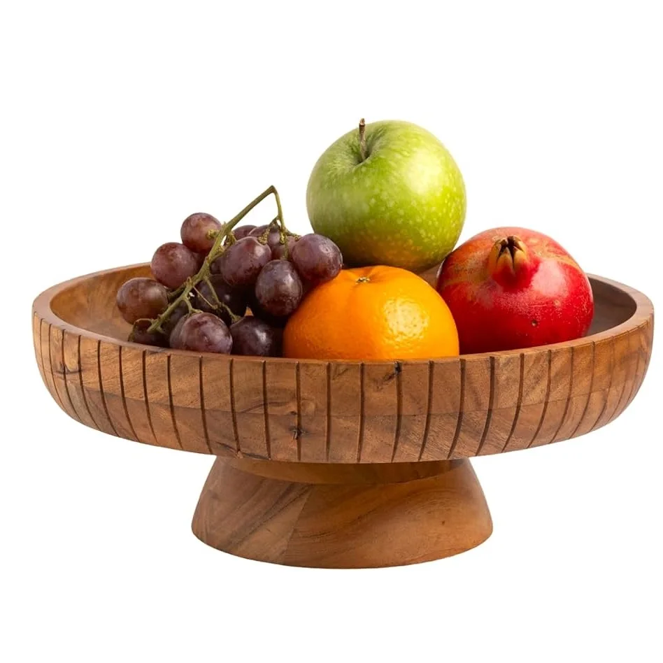Top Trending Customizable Wood Dining Bowl Natural Acacia Wooden Salad & Fruit bowl tableware High quality finished best Selling