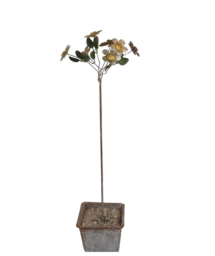 GARDEN METAL FLOWER STICK PLANT SUPPORTS OUTDOOR LAWN ORNAMENT DECORATIONS METAL FLOWER SHAPE ART STICKS