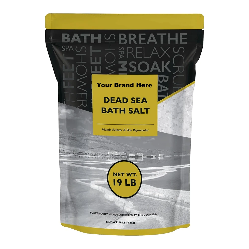 Private Label Label Design Services Dead Sea Bath Salt Bag Pure Unscented Skin Nourishing and Mineral Infused Bath Made in USA