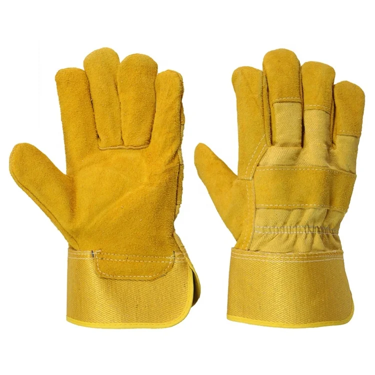 Hot sell heavy duty cow split leather construction work leather gloves for hand protective labor safety gloves