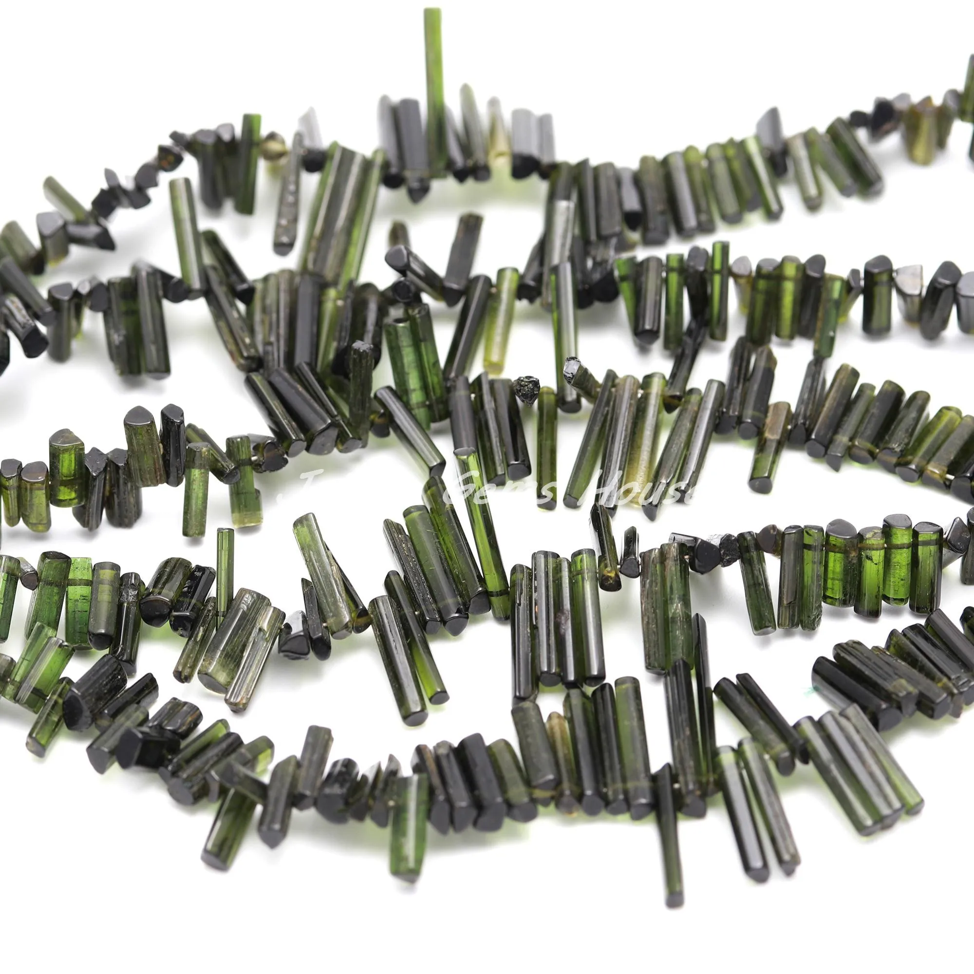New Trending Beautiful Green Tourmaline Fancy Stick Shape 5mm-12mm Beads Top Quality Gemstone Beads for Jewelry Making Necklace