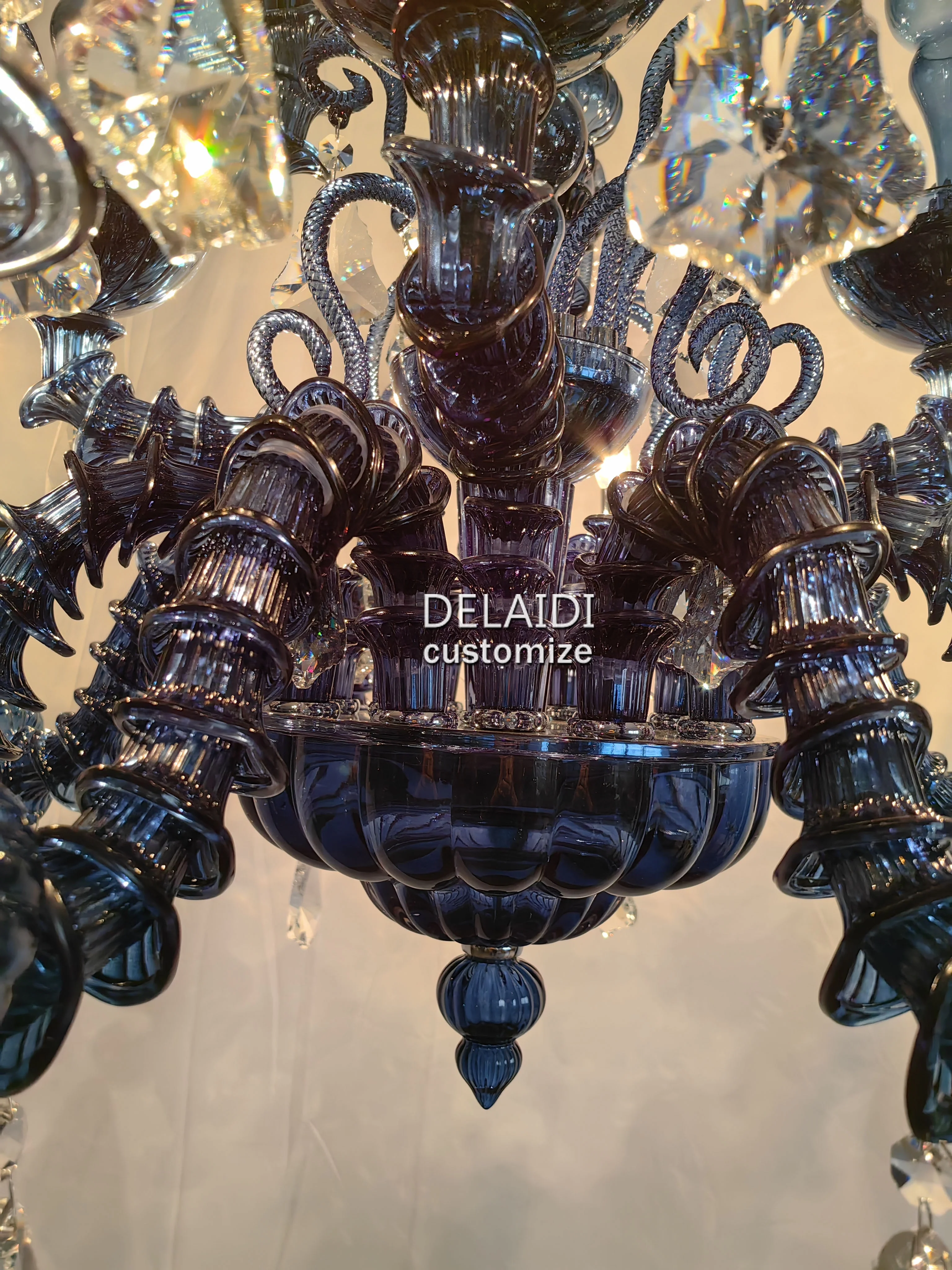 Blue lamps fixture hand blown murano glass chandelier pendant lights & lighting candles cristal lustre