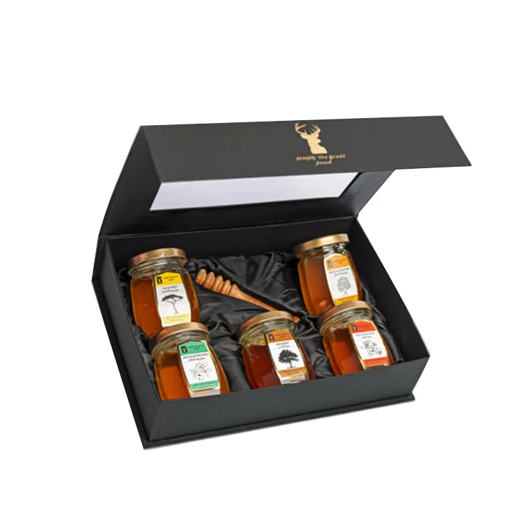 New arrived black hexagon shaped bee honey packaging gift box