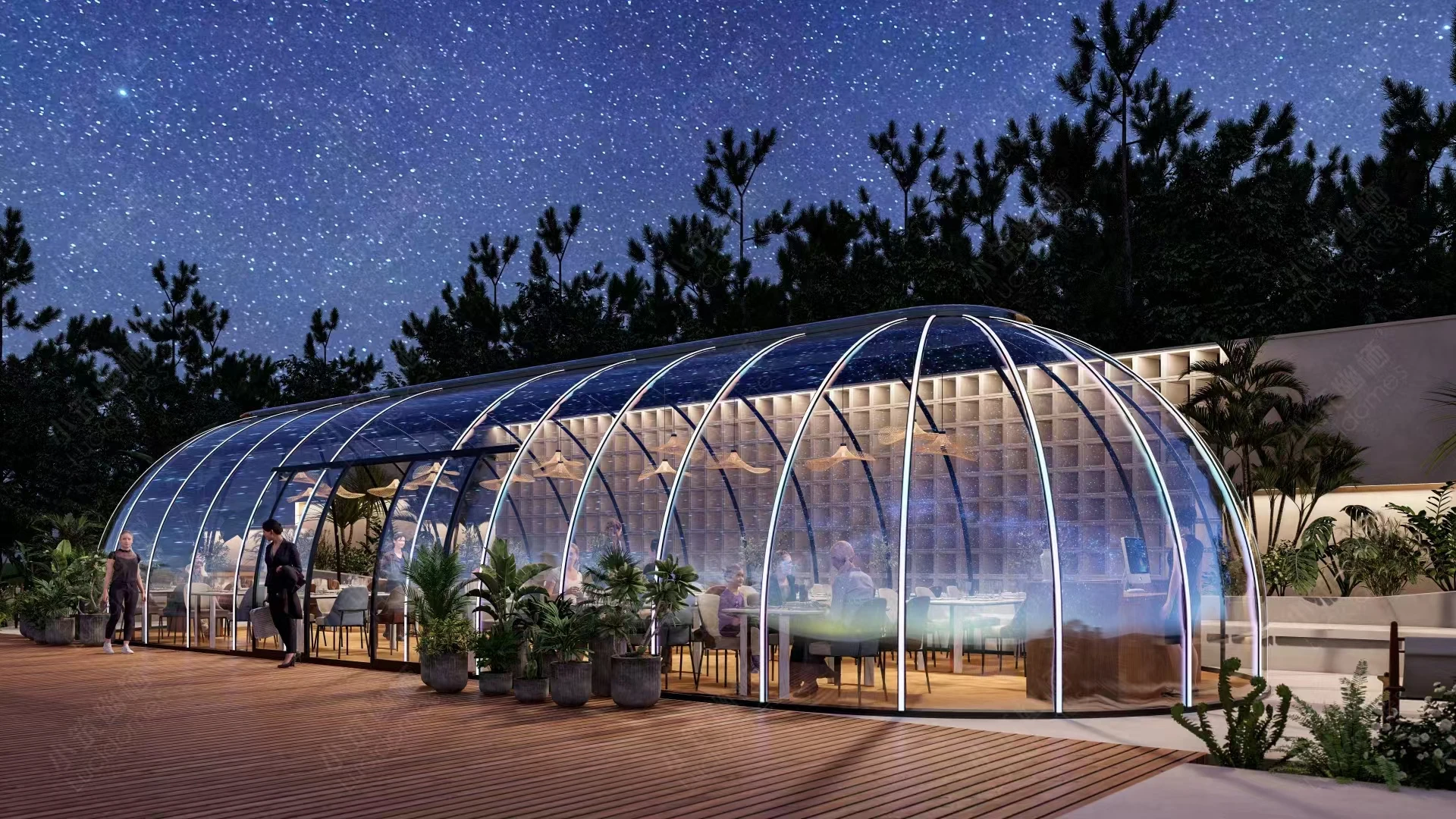 Manufacturer Capsule Dome Outdoor 4x10m Tent Transparent PC Geodesic Tent Waterproof Wedding Dome Glass Glamping Pod