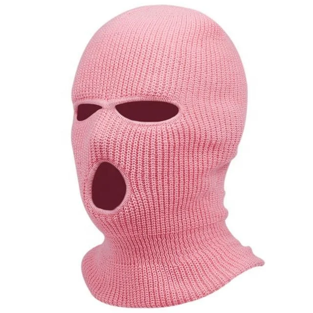Custom Budget Plain Knitted Full Face Cover Blank Skimask 3 Hole Winter Hat Ski Mask Balaclava