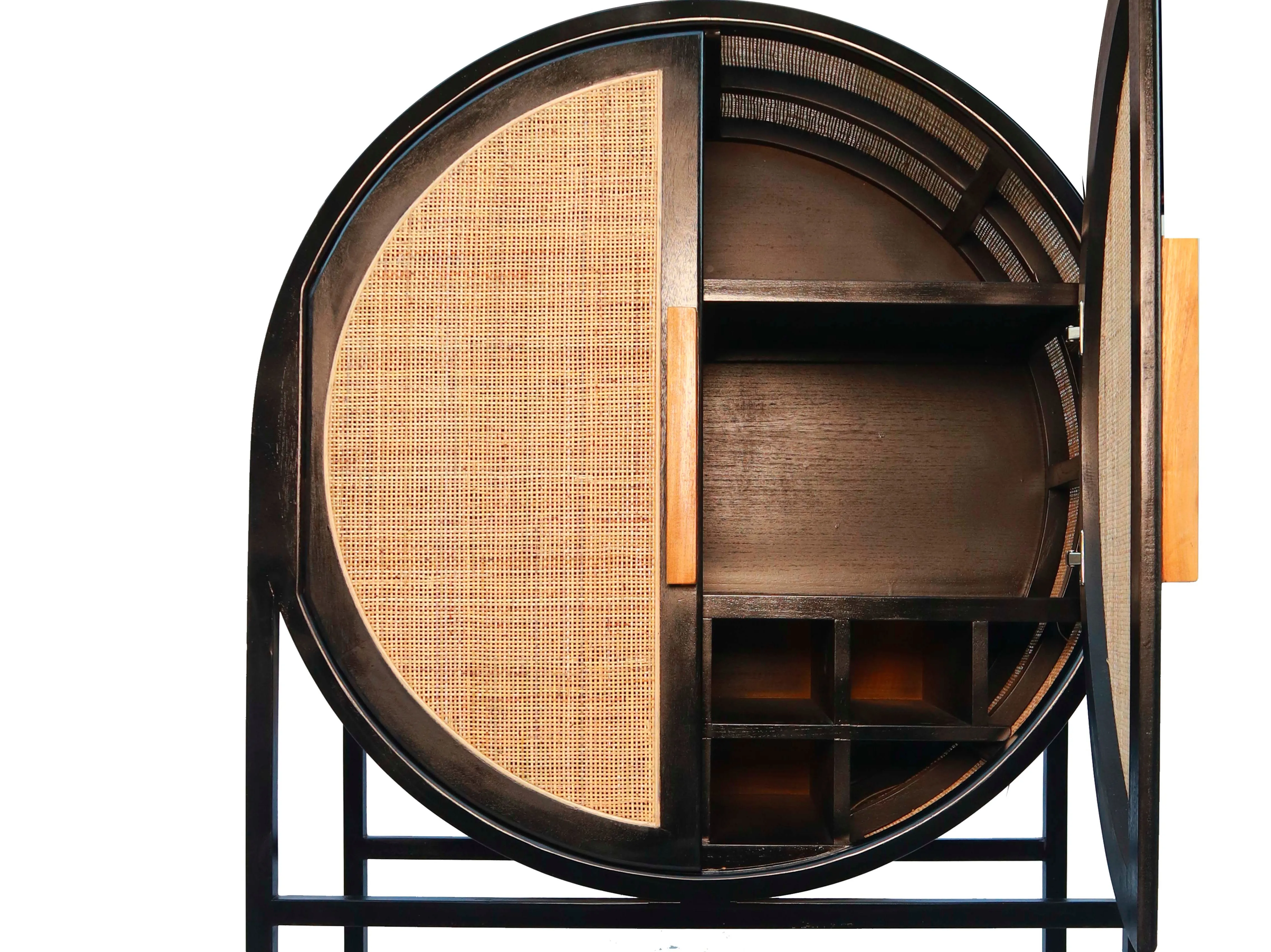 High-Quality Modern Style Round Rattan Rack stand Storage Rattan woven Storage Basket Multi Organizer Rack For a home with Solid