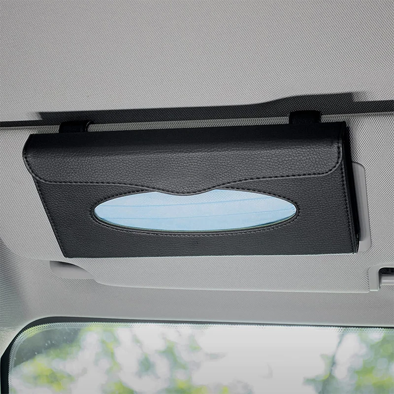 custom logo Car Tissue Holder Sun Visor Napkin Holder Visor car tissue box PU Leather backseat tissue case holder for car