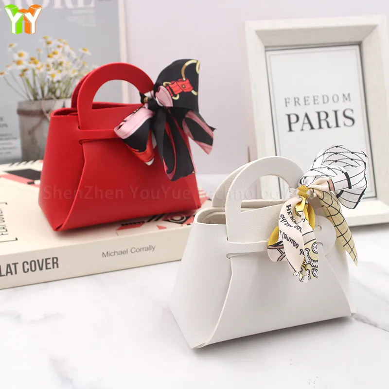 Creative Leather gifts Box With ribbon Wedding Favors and Candy Boxes For Birthday Party Supplies Chocolate Box Package