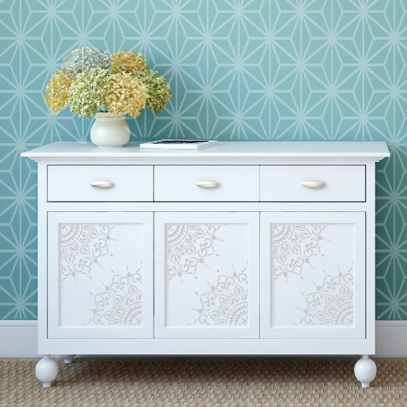 Reusable PET stencil for wall painting and furniture decorating