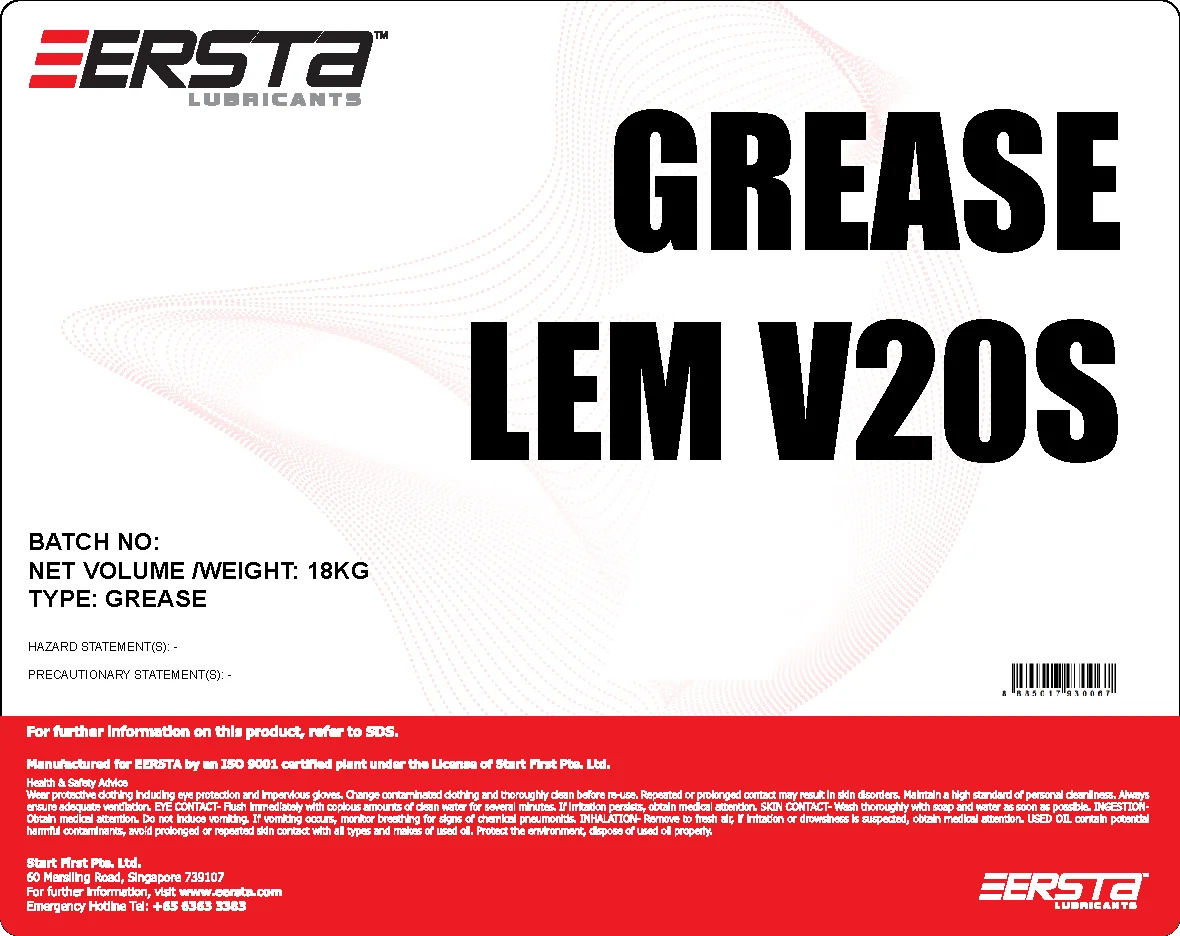 LEM V20S 1% Molybdenum 400gr cartridge soap High Quality Base oil lithium complex Semi-Synthetic EERSTA GREASE
