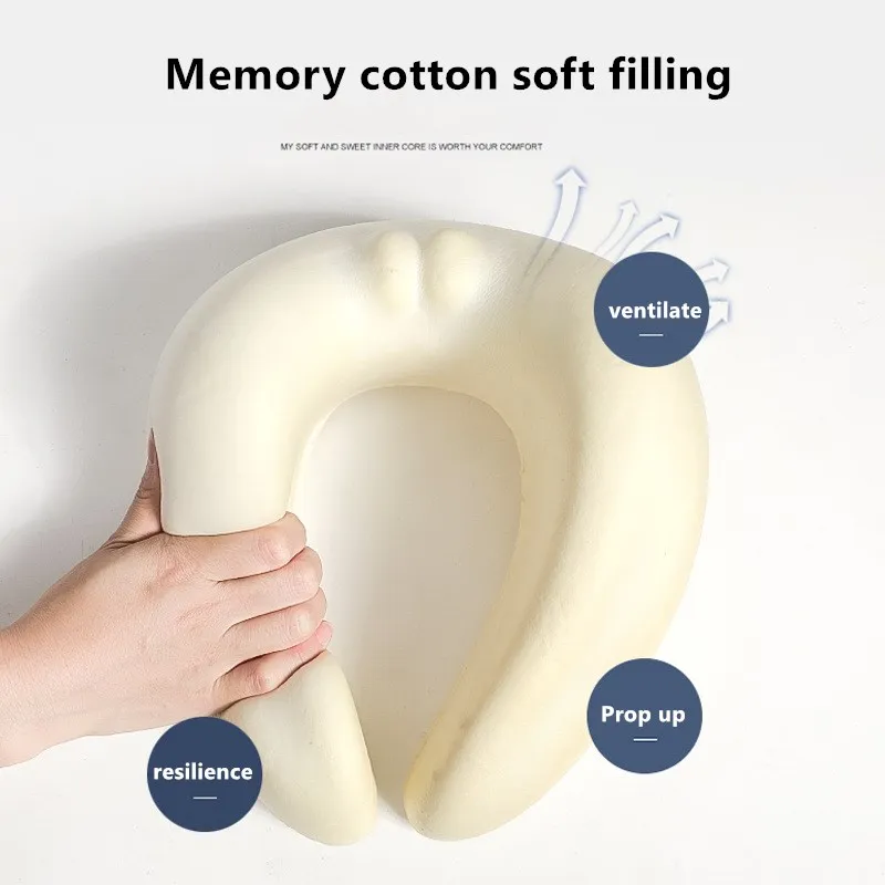 Breathable Cotton Memory Foam U Shape Cervical Neck Pillows for Travel High Quality Multicolor Cotton Fabric Opp Bag Packing