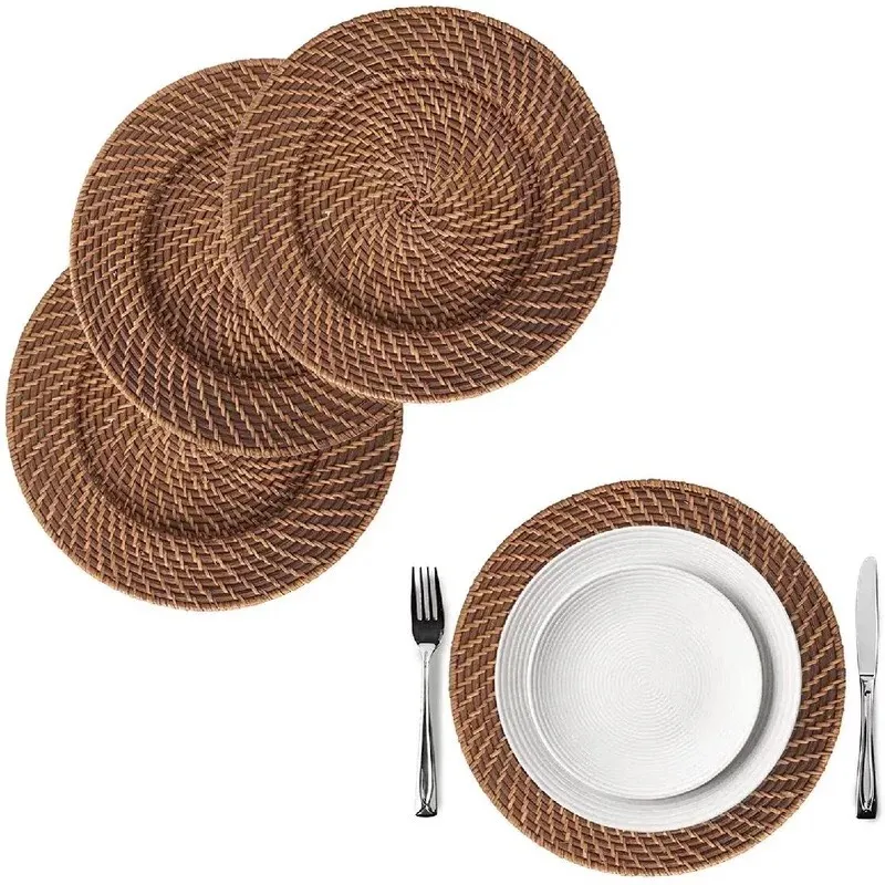 Amazon Best Selling Round Rattan Charger Placemat Table Mat Shaped Bamboo Dining Table Accessories & Decoration Made In Vietnam