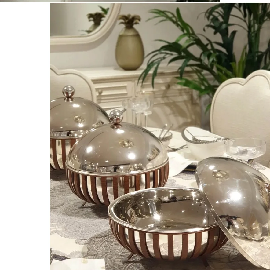 Royal Look Decoration Hotel Catering Use Insulated Casserole Serving Hot Pot For Portable Food Server Rounded Hot Pot