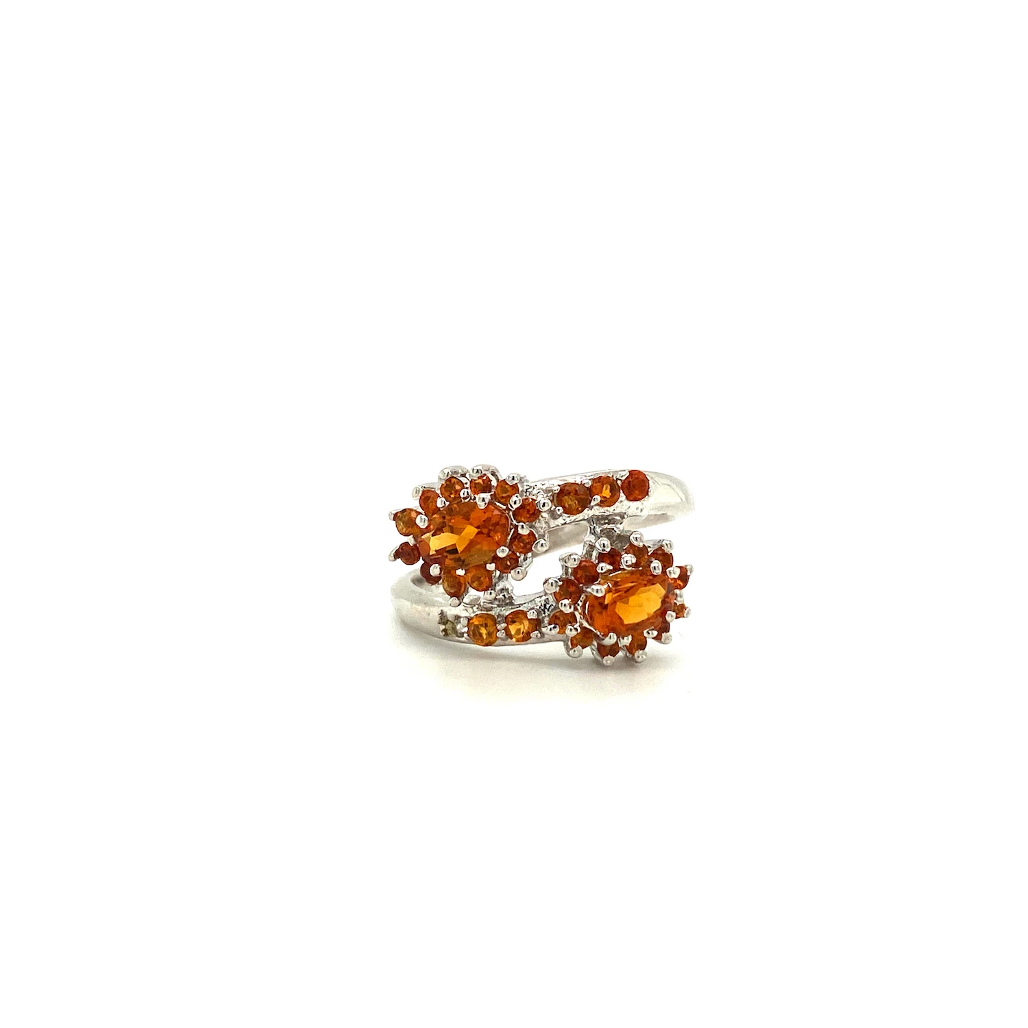Handmade S925 Sterling Silver Citrine Ring with Silver Plated Claw Setting Adjustable Size for Wedding Party Anniversary