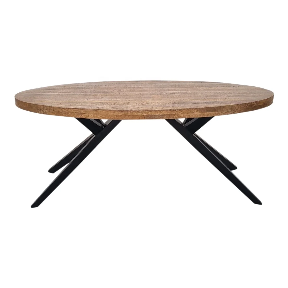 matte finished solid mango wood oval shape dining table 6 person vintage industrial style 2024 mango wood dining table
