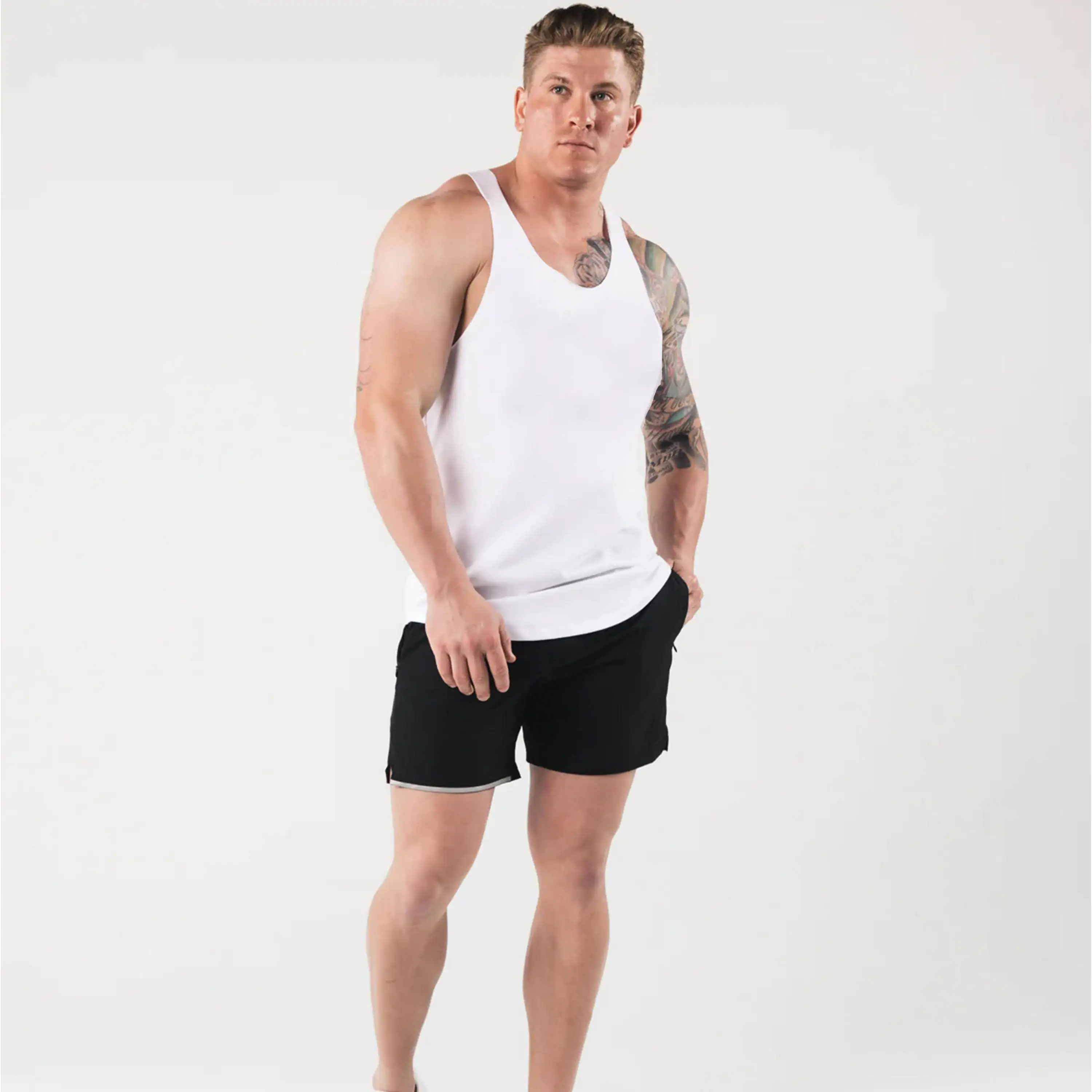 Men Clothing Sleeveless Fitness Sportswear Gym Vest Stringers Shark Men Tank Tops Stringers
