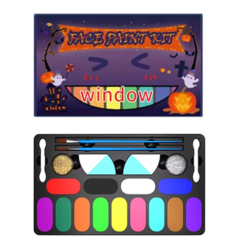 Halloween makeup vegan water based facepaint washable painting art palette non toxic face body paint for kids