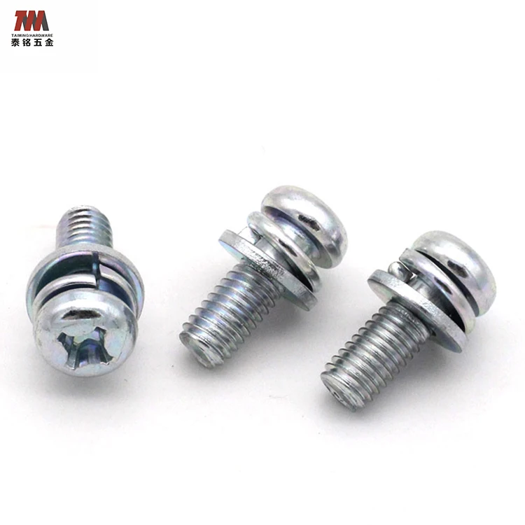Phillips Pan Head Split Lock washer Narrow Flat Washer Carbon Steel Zinc Plated Coarse Thread Machine Screw SEMS