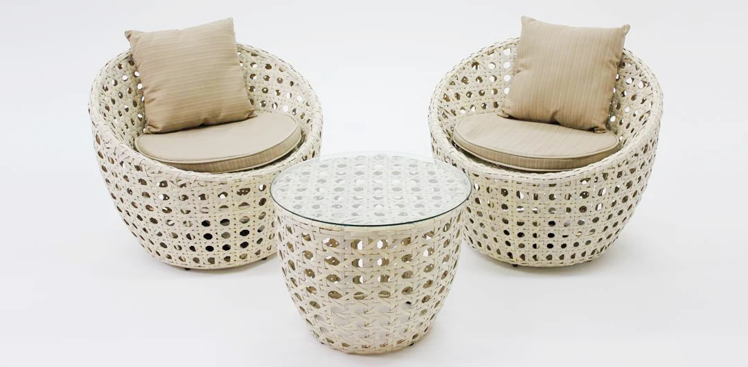 Vietnam garden furniture/ Outdoor 3 Pieces Patio Set, Rattan Chair Conversation Sets with Coffee Table Comfortable