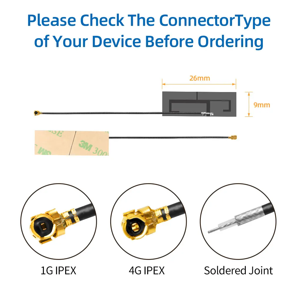 26*9mm Internal 2.4g Antenna With Ipex Connector 1.13 Cable Built-in Fpc Antenna With IPEX/Welding/SMA