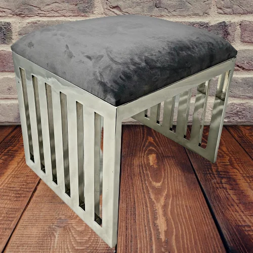 Strips Stool in High quality Stainless Steel mirror finish with Leather Cushion seat in multiple colors for home & office use