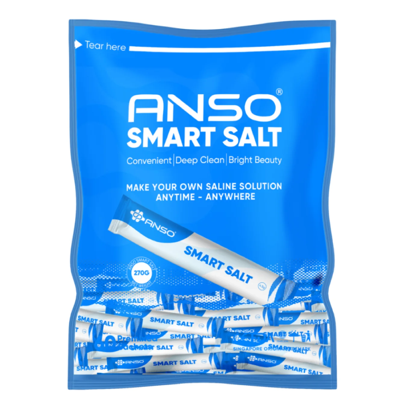 New Product Wholesale 4.5g Natural Nasal Salt Rinse Saline Packets Standard Version ANSO Salt Medical Salt Manufacturer