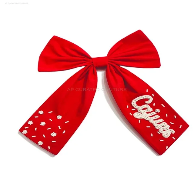game day alligator bow hair accessories beaded designer hair sport bows beaded sports design hair accessories