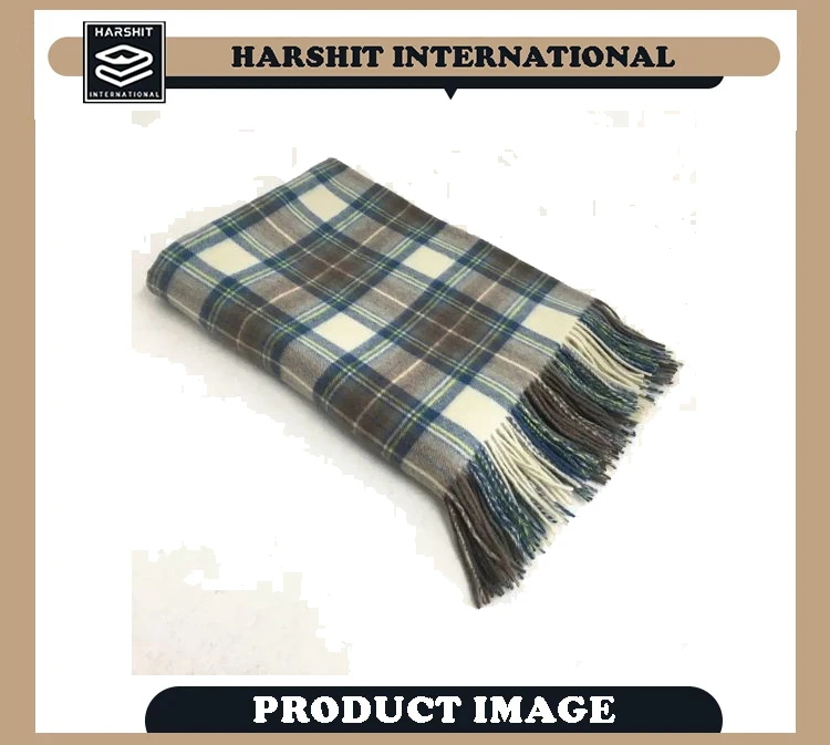 Premium Quality Material Winter Blanket Classic Design Breathable Soft and Cozy Tartan Wool Blankets for Sale