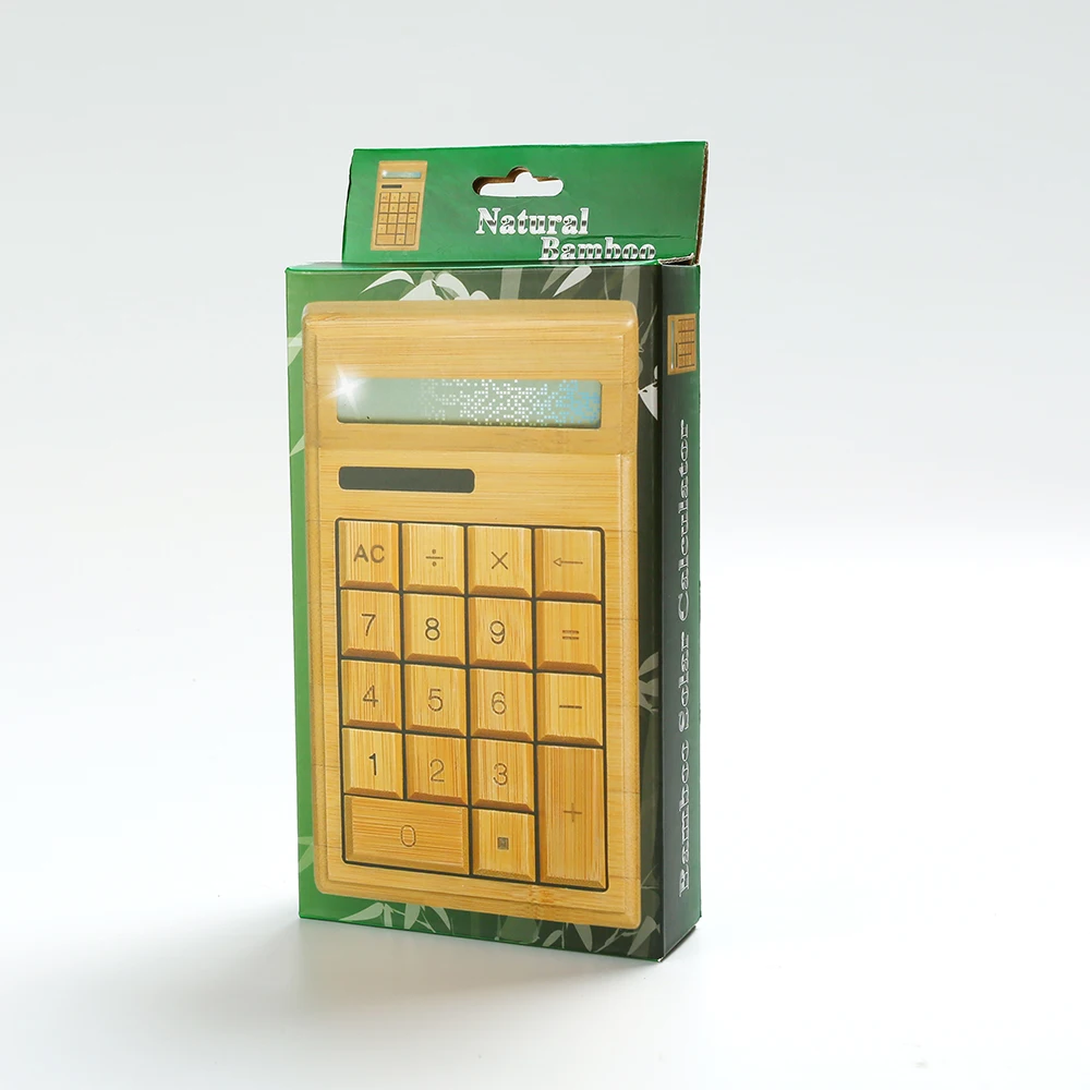 Wholesale Mini Cute Scientific Financial Gifts Calculator 12 Digital Bamboo Desktop Small Solar Citizen Business Calculator